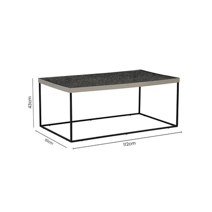 Silver Metal Rectangular Top Coffee Table with Black Interconnected Legs, Akola