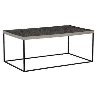 Silver Metal Rectangular Top Coffee Table with Black Interconnected Legs, Akola