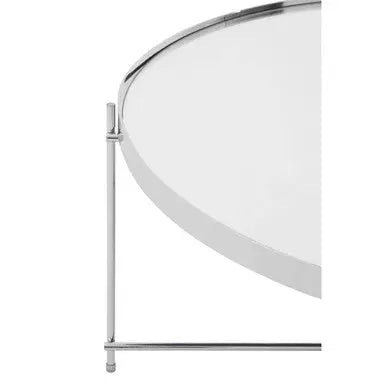 Silver Mirrored Glass Round Coffee Table, Allure
