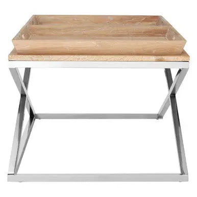 Silver Oak Wood Coffee Table with 2 Removable Tray Tops, Holland Park