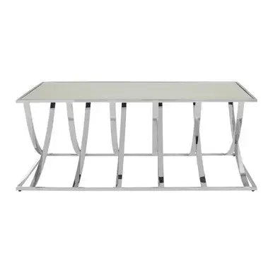 Silver Rectangular Coffee Table with Mirrored Top, Reena