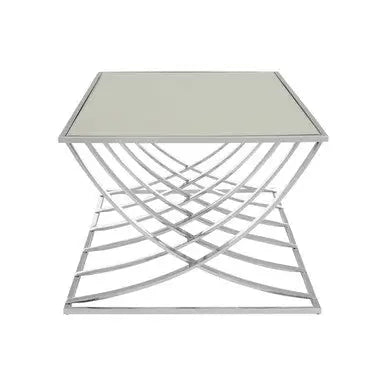 Silver Rectangular Coffee Table with Mirrored Top, Reena