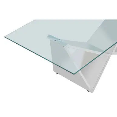 Silver Stainless Steel Wing Base Coffee Table with Clear Glass Top, Allure