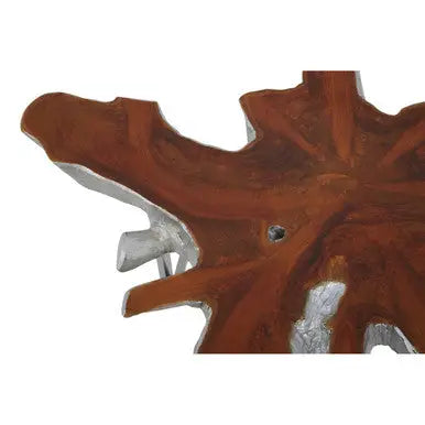Silver Teak Wood Star Top Coffee Table with Steel Legs, Surak