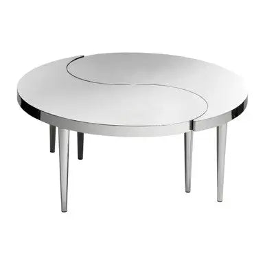 Silver Yin-Yang Stainless Steel Coffee Table with Floor Protecting Feet, Lure
