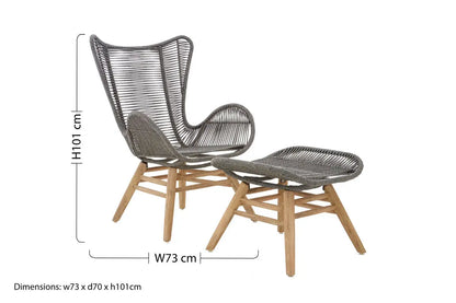 Sisal Grey Woven Rope Lounge Chair and Footstool Set