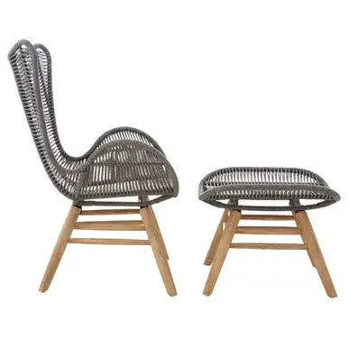Sisal Grey Woven Rope Lounge Chair and Footstool Set