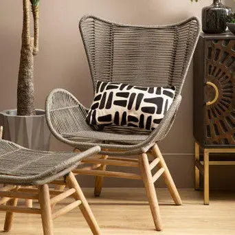 Sisal Grey Woven Rope Lounge Chair and Footstool Set