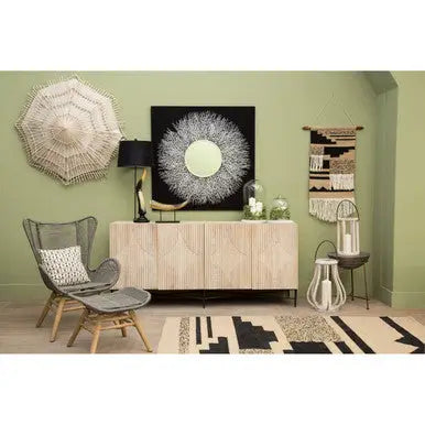 Sisal Grey Woven Rope Lounge Chair and Footstool Set