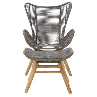 Sisal Grey Woven Rope Lounge Chair and Footstool Set