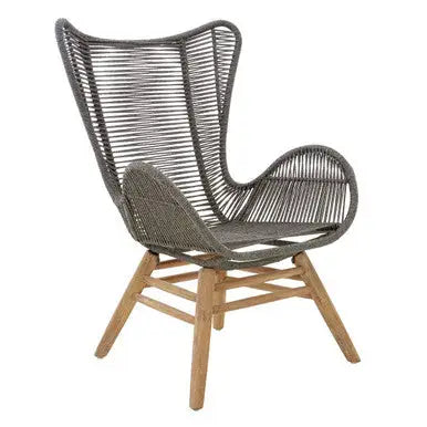 Sisal Grey Woven Rope Lounge Chair and Footstool Set