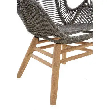 Sisal Grey Woven Rope Lounge Chair and Footstool Set