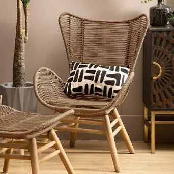 Sisal Latte Woven Rope Lounge Chair and Footstool Set
