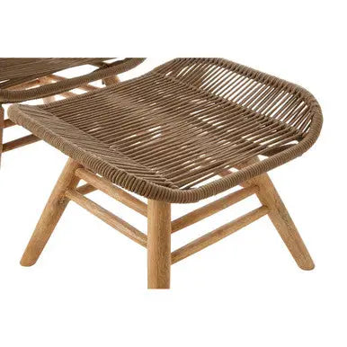 Sisal Latte Woven Rope Lounge Chair and Footstool Set