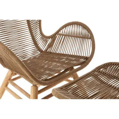 Sisal Latte Woven Rope Lounge Chair and Footstool Set