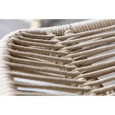 Sisal Latte Woven Rope Lounge Chair and Footstool Set