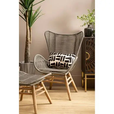 Sisal Latte Woven Rope Lounge Chair and Footstool Set
