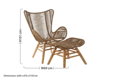 Sisal Latte Woven Rope Lounge Chair and Footstool Set