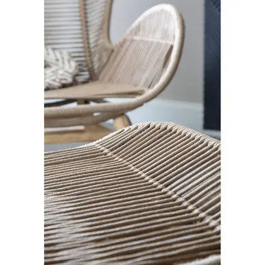 Sisal Latte Woven Rope Lounge Chair and Footstool Set