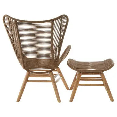 Sisal Latte Woven Rope Lounge Chair and Footstool Set