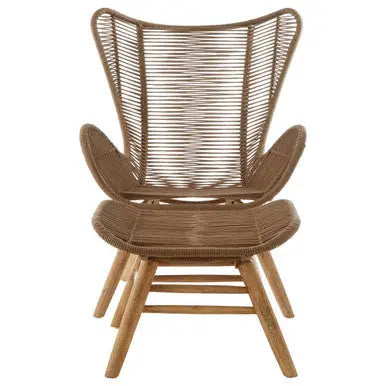 Sisal Latte Woven Rope Lounge Chair and Footstool Set