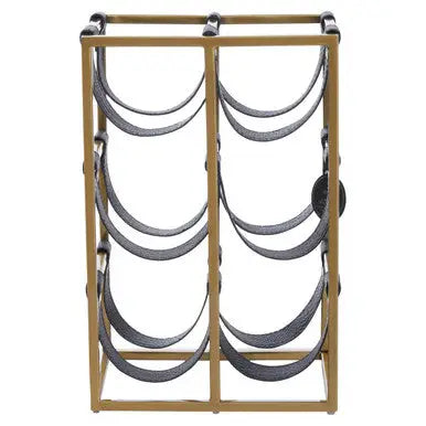 Six Bottle Sling Wine Rack in Gold Finish | Mixology