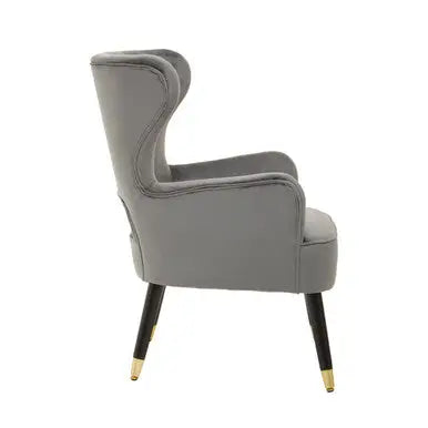 Sloan Grey Velvet Channel Tufted Armchair