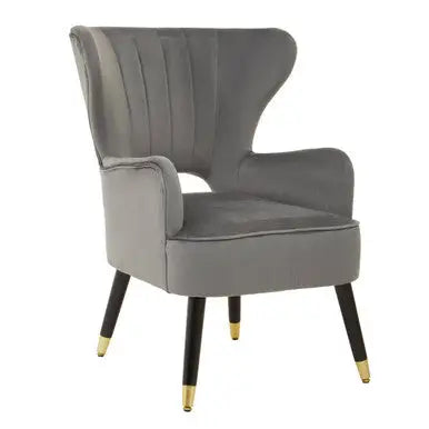 Sloan Grey Velvet Channel Tufted Armchair