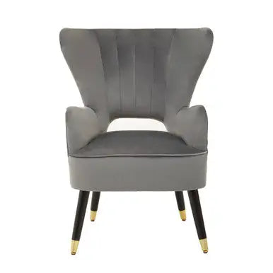 Sloan Grey Velvet Channel Tufted Armchair