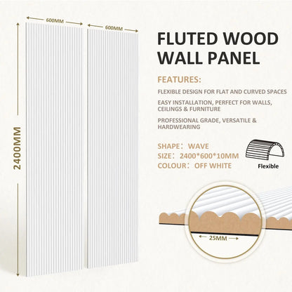 Small Fluted Mini Ribbed Wall Panels in DIY Primed - Ready To Paint- 240cm x 60cm