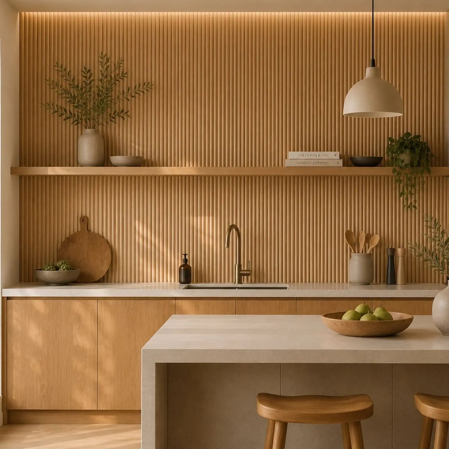 Small Fluted Mini Ribbed Wall Panels in Natural Oak - 240cm x 60cm