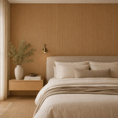 Small Fluted Mini Ribbed Wall Panels in Natural Oak - 240cm x 60cm