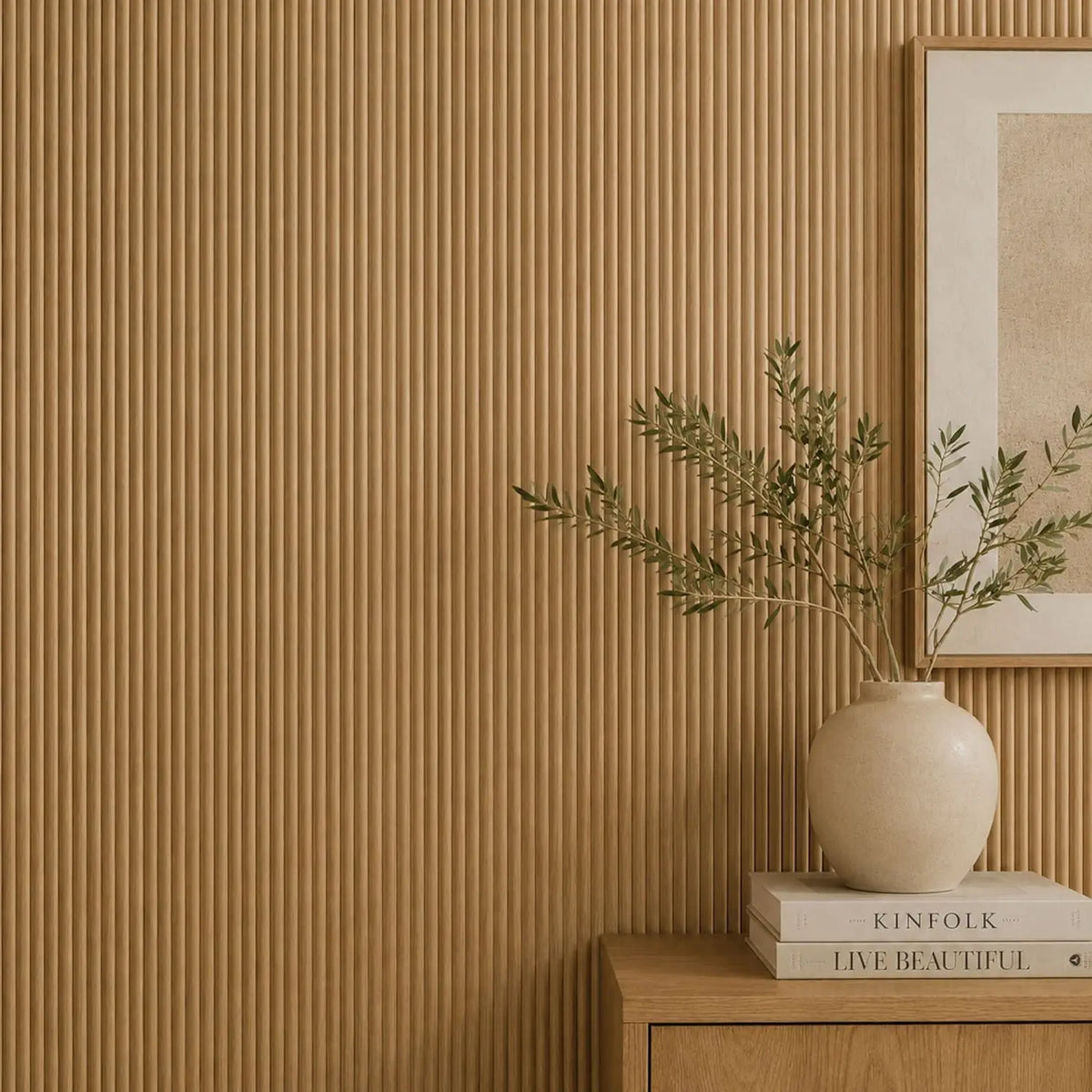 Small Fluted Mini Ribbed Wall Panels in Natural Oak - 240cm x 60cm