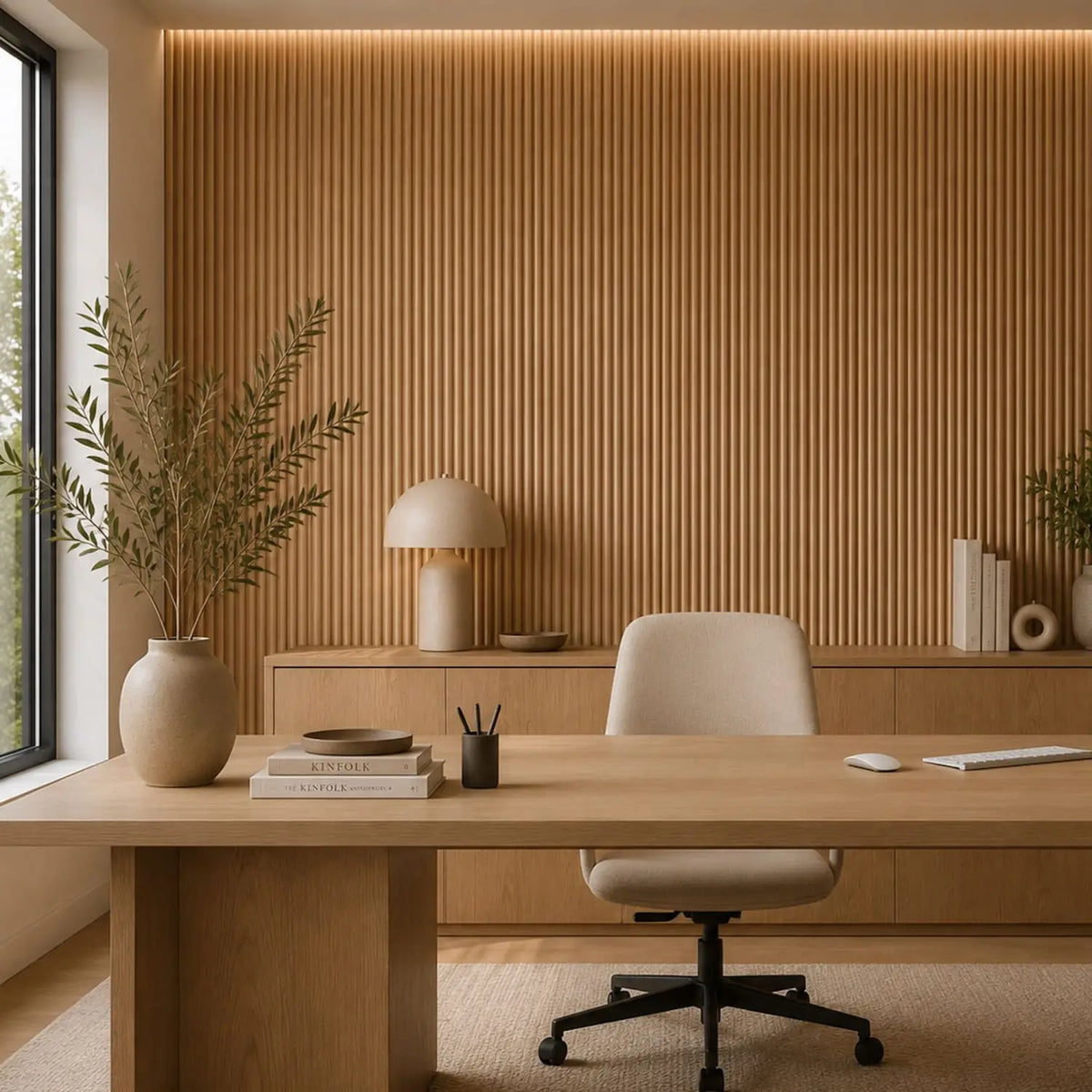 Small Fluted Mini Ribbed Wall Panels in Natural Oak - 240cm x 60cm