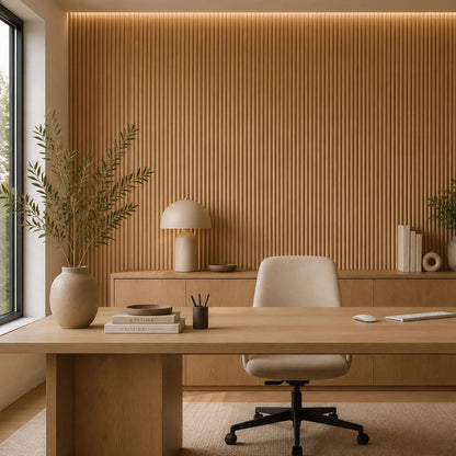 Small Fluted Mini Ribbed Wall Panels in Natural Oak - 240cm x 60cm