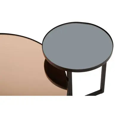 Smoked Mirror Top and Black Wooden Frame 2-Tier Coffee Table, Cercle