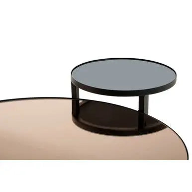 Smoked Mirror Top and Black Wooden Frame 2-Tier Coffee Table, Cercle