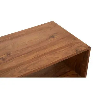 Solid Sheesham Wood Coffee Table with Open Centre and Lower Storage Shelf | Surati