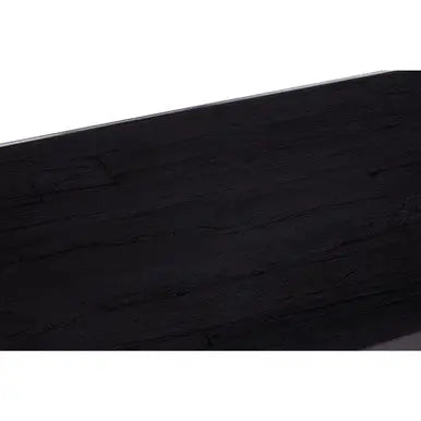 Square Black Wood and Clear Glass Top Coffee Table with Silver Cross Base, Kerala