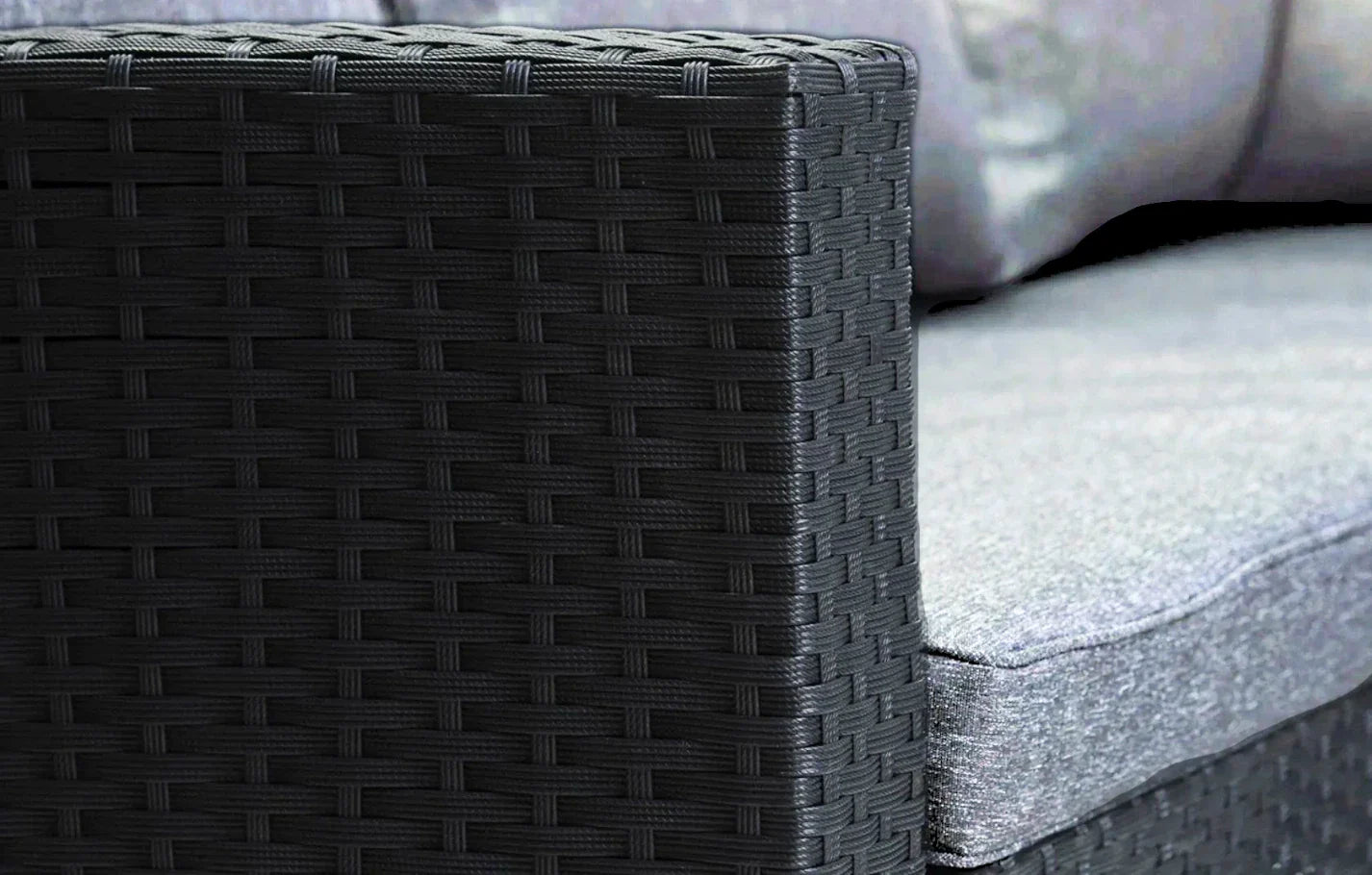 Stockholm 6 Seater Black Rattan Corner Garden Dining and Lounge Set