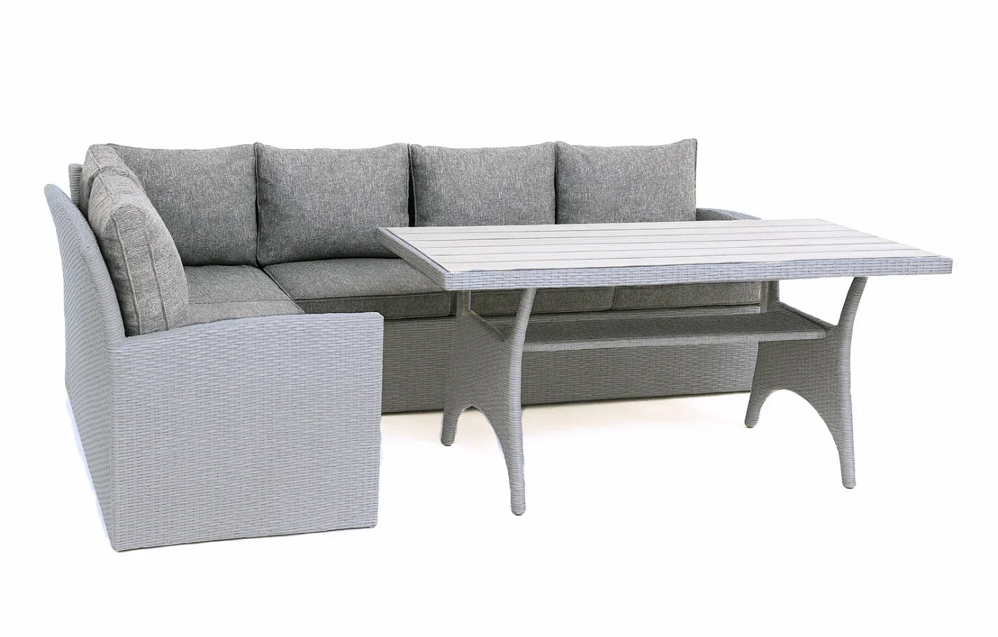 Stockholm 6 Seater Grey Rattan Corner Garden Dining and Lounge Set