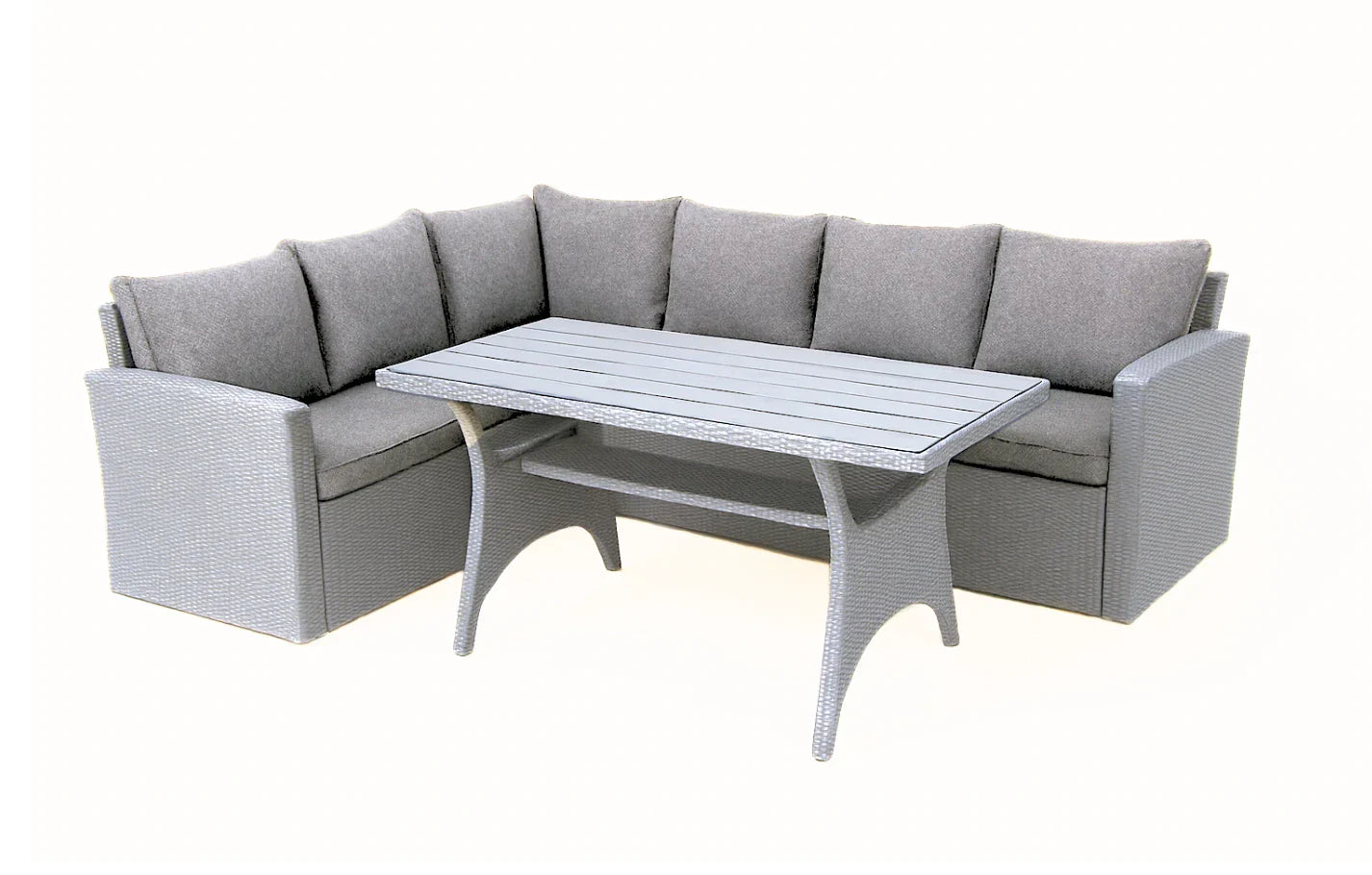Stockholm 6 Seater Grey Rattan Corner Garden Dining and Lounge Set