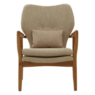 Stockholm Beige Fabric Chair with Wooden Frame