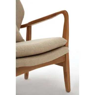Stockholm Beige Fabric Chair with Wooden Frame