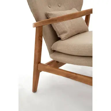 Stockholm Beige Fabric Chair with Wooden Frame