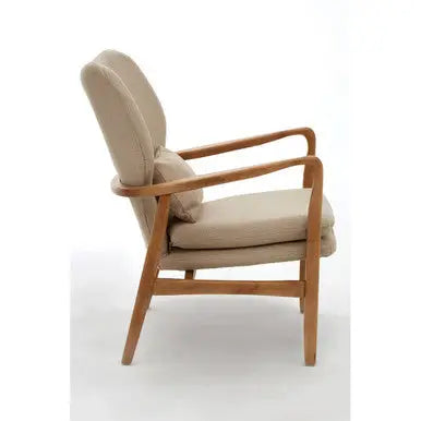 Stockholm Beige Fabric Chair with Wooden Frame