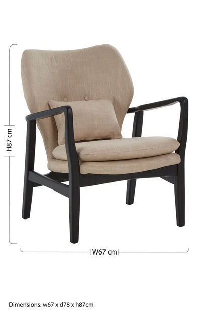 Stockholm Beige Linen Chair with Button Tufting