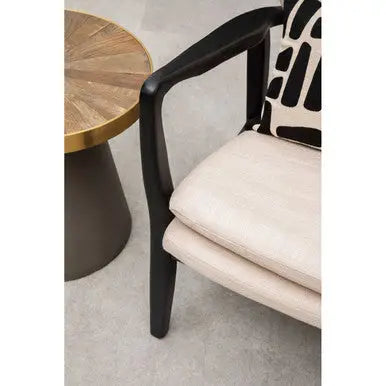 Stockholm Beige Linen Chair with Button Tufting