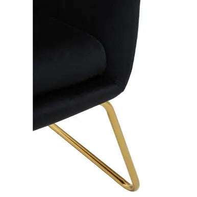 Stockholm Black Velvet Armchair with Gold Metal Legs