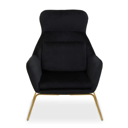 Stockholm Black Velvet Armchair with Gold Metal Legs